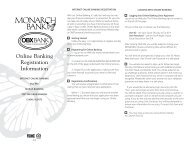 Online Banking Registration Information - Monarch Bank