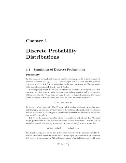 Chapter 1 Discrete Probability Distributions - DIM