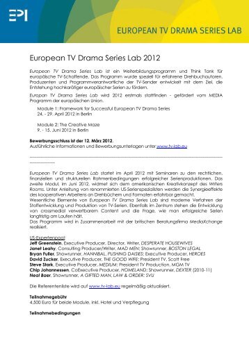 European TV Drama Series Lab 2012 - Film and Music Austria