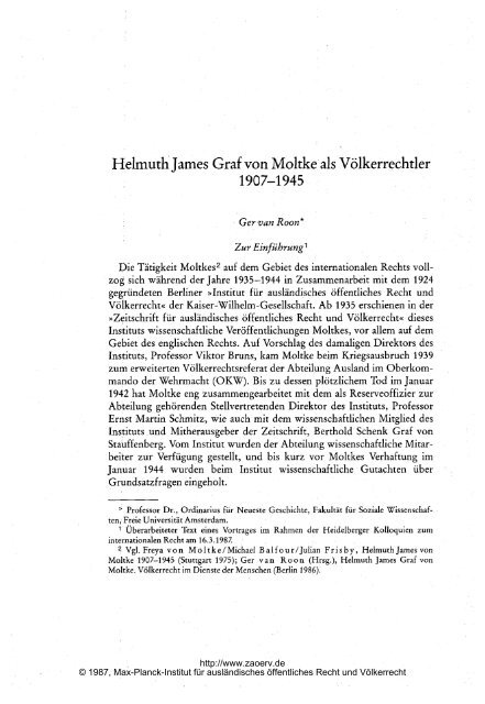 Helmuth James Graf von Moltke als VÃƒÂ¶lkerrechtler - Zeitschrift fÃƒÂ¼r ...