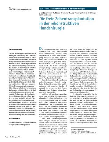 Die freie Zehentransplantation in der rekonstruktiven Handchirurgie