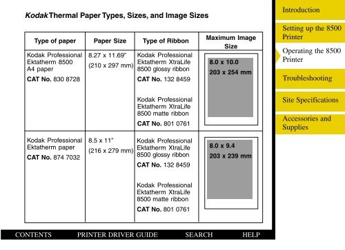 Operating the 8500 Printer - Kodak.ca