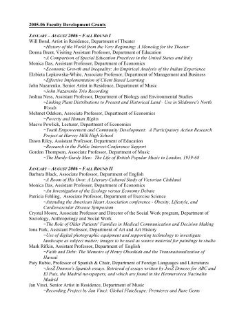 2005-2006 Grant Award Recipients (PDF) - Skidmore College