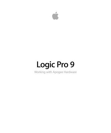 Logic Pro 9 Working with Apogee Hardware - Support - Apple