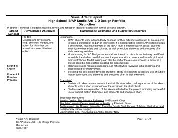 Visual Arts Blueprint High School IB/AP Studio Art: 3-D Design ...