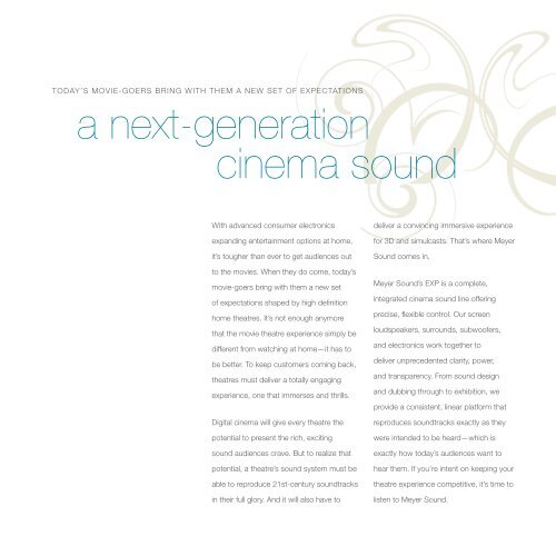 bringing power and clarity to cinema sound - Meyer Sound ...