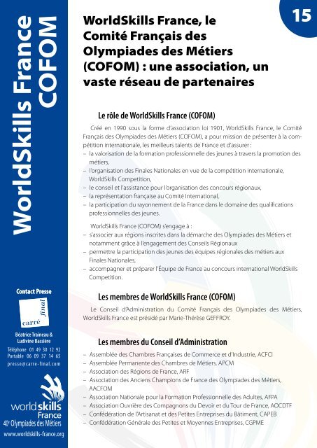 Dossier de presse 40es Olympiades des Métiers - WorldSkills France