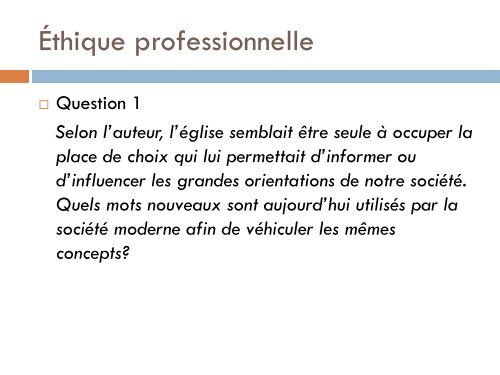 L'Éthique professionnelle