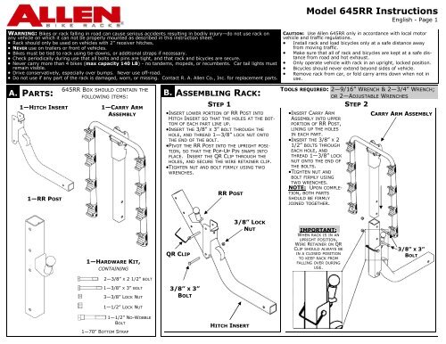 645RR Instructions - Allen Sports