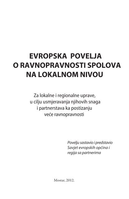 evropska povelja o ravnopravnosti spolova na ... - Grad Mostar