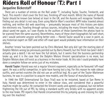 Riders Roll of Honour (T): Part 1 - Vincent HRD Owners Club