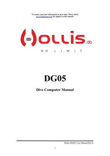 DG 05 Owner's Manual - Hollis