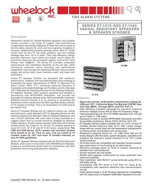 series et-1010 and et-1080 - Gamewell-FCI