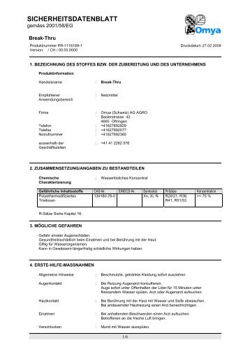 SICHERHEITSDATENBLATT - Omya Agro