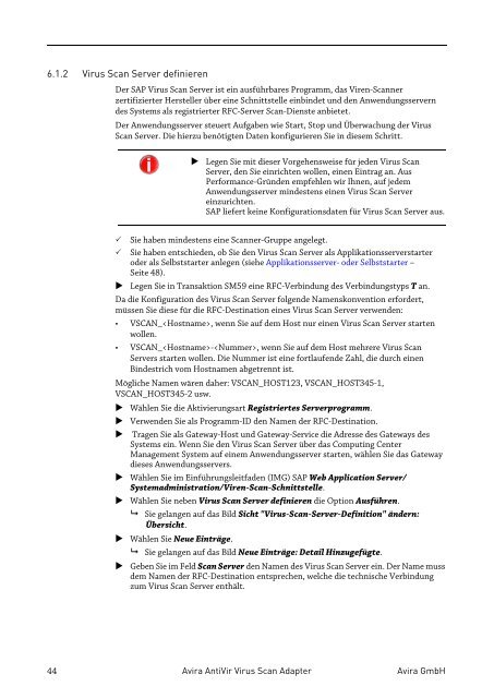 Benutzerhandbuch - Avira Antivir Virus Scan Adapter for SAP