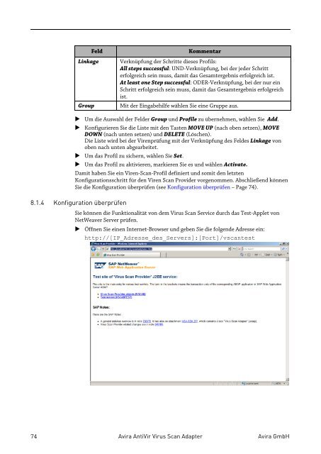 Benutzerhandbuch - Avira Antivir Virus Scan Adapter for SAP