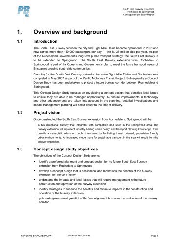 South East Busway Concept Design Study volume 1