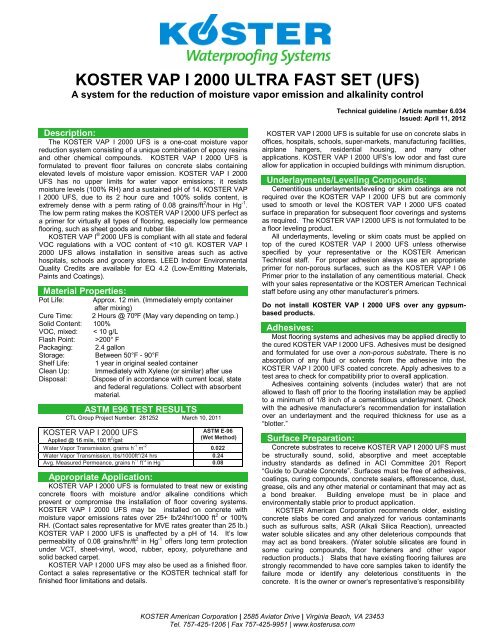 KOSTER VAP I 2000 ULTRA FAST SET (UFS)