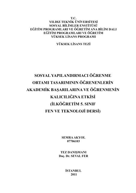 SOSYAL YAPILANDIRMACI ÖĞRENME ... - Prof.Dr. Seval Fer