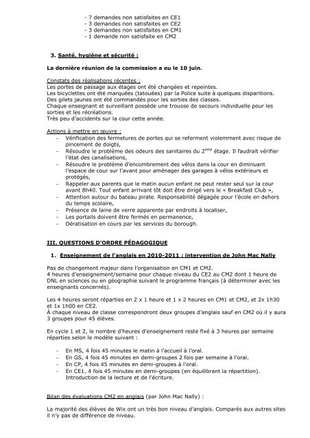 conseil d'Ã©cole du 16 juin 2011 - LycÃ©e franÃ§ais Charles de Gaulle