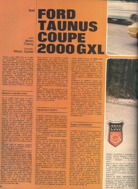 Prenesi PDF testa Ford Ford Taunus coupe 2000 GXL - Avto Magazin