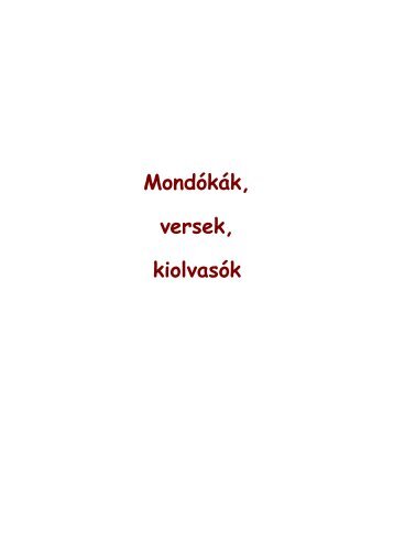 NyÃ¡ri mondÃ³kÃ¡k, versek, kiszÃ¡molÃ³k - NyEOMSzSz