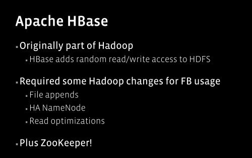 Realtime Apache Hadoop at Facebook