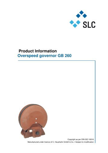 Product Information Overspeed governor GB 260 - Slc-liftco.com