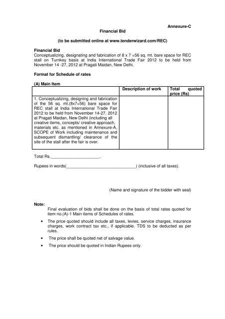 NIT for Designing and Fabrication of REC stall - Rural Electrification ...