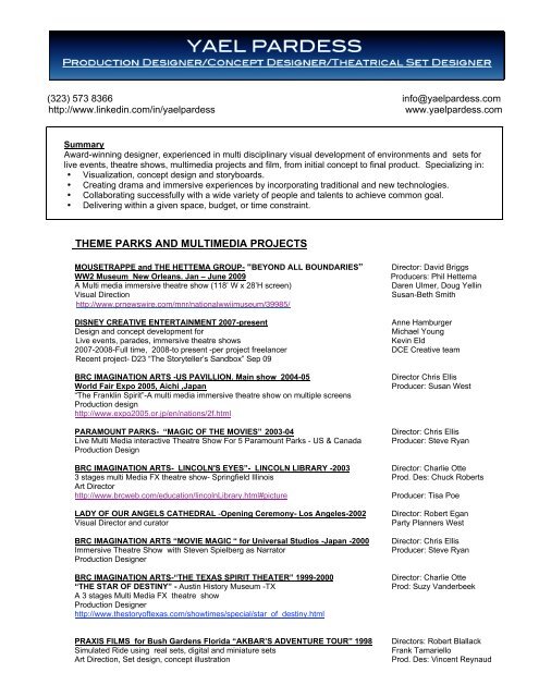 resume YP cell only9.13 - Themed Entertainment Association