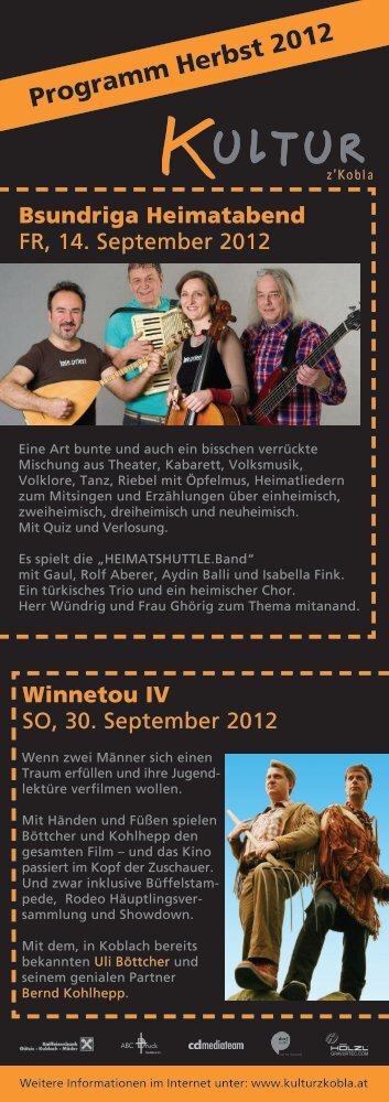 Programm Herbst 2012 - Kultur z'Kobla