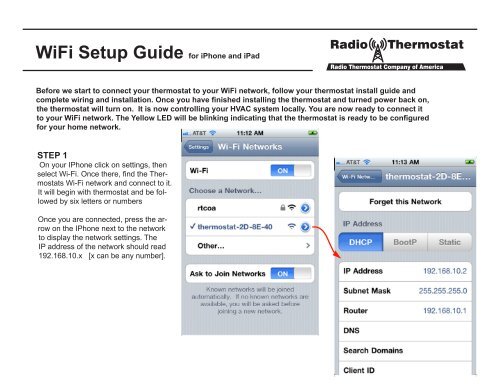 WiFi Setup Guide - Radio Thermostat