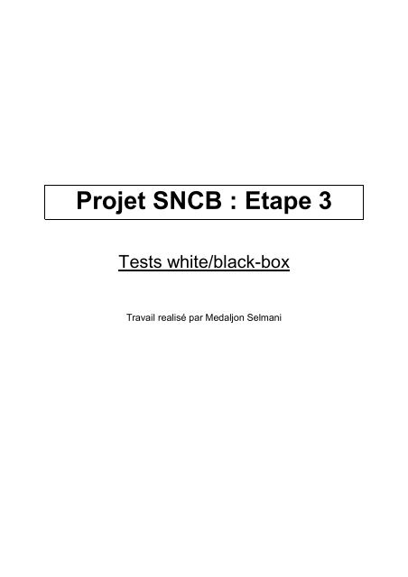 Projet SNCB : Etape 3