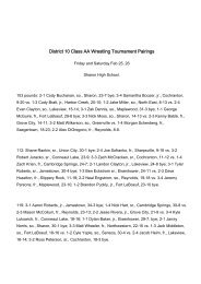 District 10 Class AA Wrestling Tournament Pairings - PIAA District 10