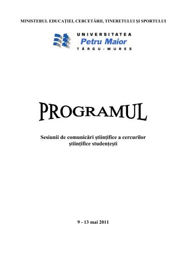 Sesiunii de comunicÄri ÅtiinÅ£ifice a cercurilor ÅtiinÅ£ifice studenÅ£eÅti