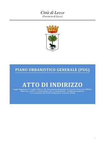 Atto di indirizzo - PUG - Comune di Lecce