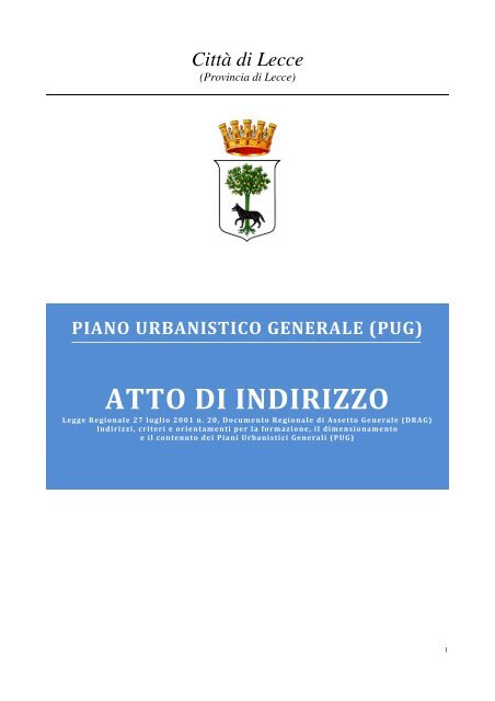 Atto di indirizzo - PUG - Comune di Lecce