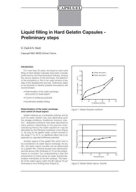 Liquid Filling in Hard Gelatin Capsules - Preliminary Steps - Capsugel