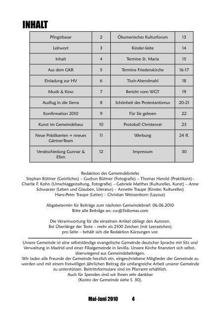 mai-juni 10 - in der deutschsprachigen evangelischen Gemeinde ...