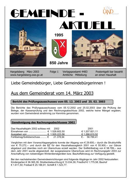 AKTUELL GEMEINDE - - Gemeinde Hargelsberg