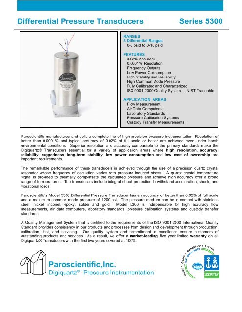 Differential Pressure Transducers Series 5300 Paroscientific,Inc.