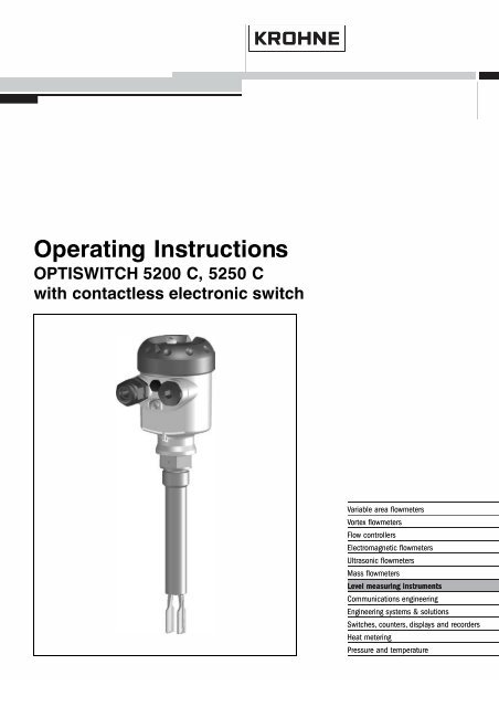 Krohne Optiswitch 50 C Level Switch With Contactless Instrumart