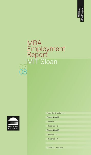 MBA Employment Report - MIT Sloan School of Management