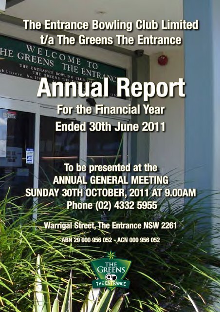 Annual Report - The Greens The Entrance