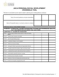 ASCA PERSONAL/SOCIAL DEVELOPMENT CROSSWALK TOOL