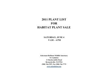 2011 plant list for habitat plant sale - New Jersey Audubon Society