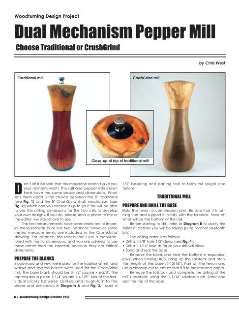 Dual Mechanism Pepper Mill Woodturning Design Magazine