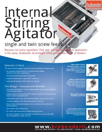 single and twin screw feeders - Sawyer/Hanson Innovations