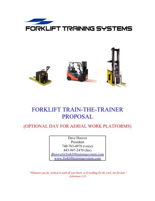 forklift train-the-trainer proposal - Forklifttrainingsystem.com