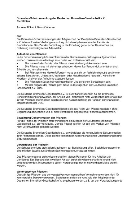 Richtlinien - Die deutsche Bromelien-Gesellschaft eV